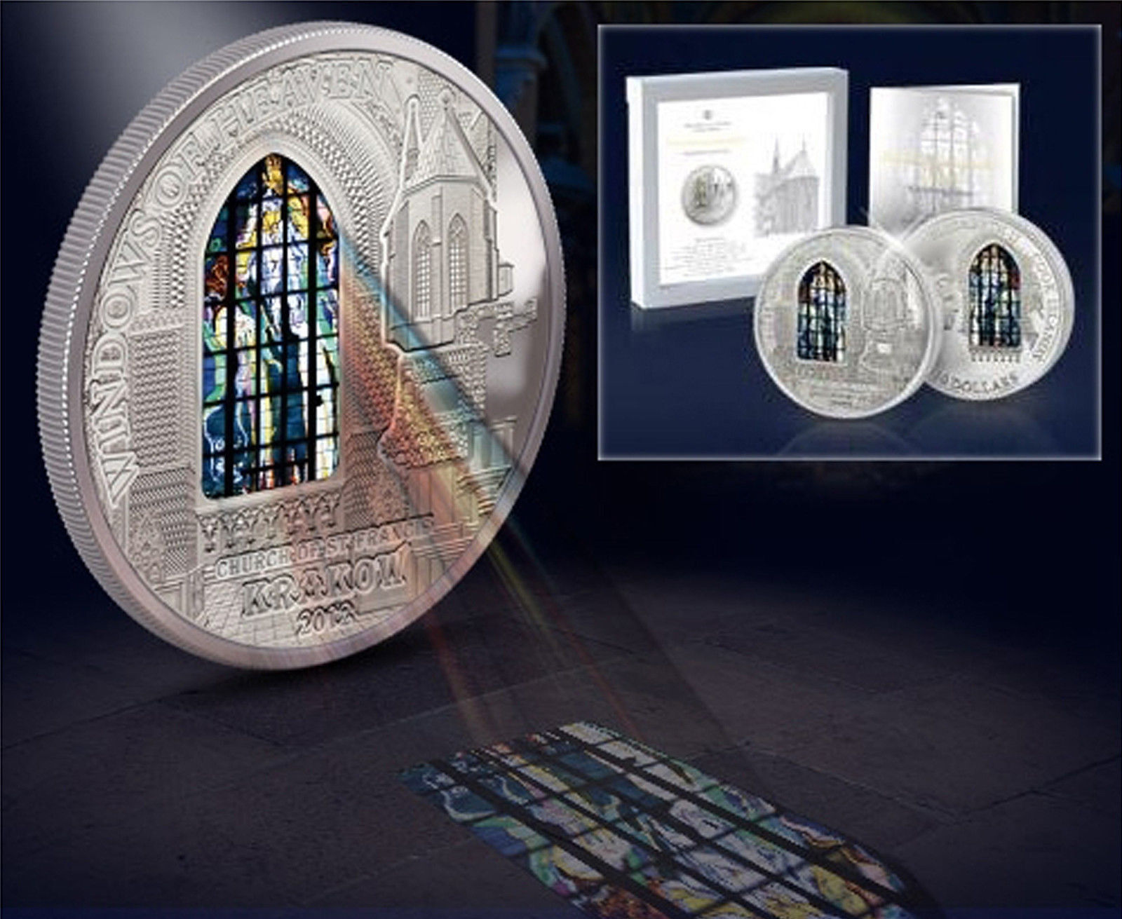 2012 Cook $10 Windows Of Heaven - Church Of St. Francis Krakow 50 G Silver Coin!