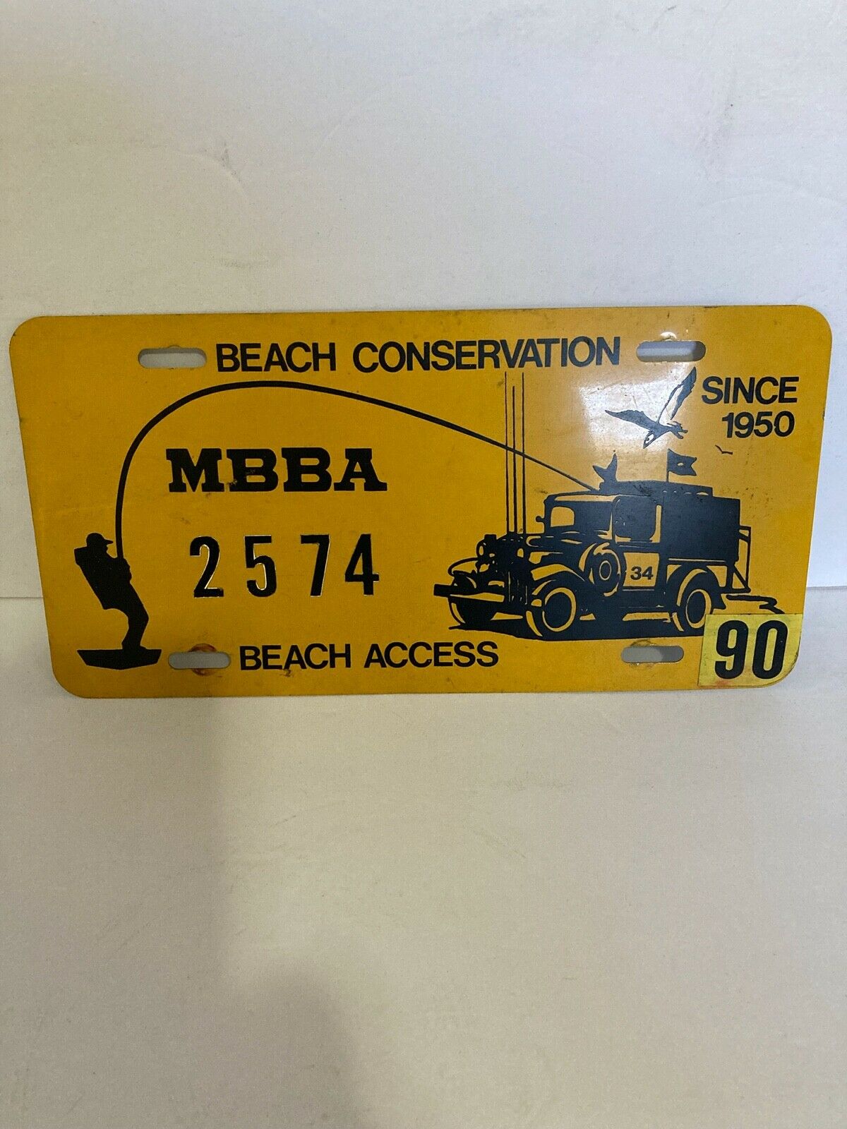 Vintage Massachusetts Mbba Beach Conservation Access License Plate Surf Fishing