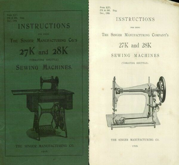 Singer 27k & 28k Sewing Machine Instructions Manual + Art Embroidery + 2 Bonuses