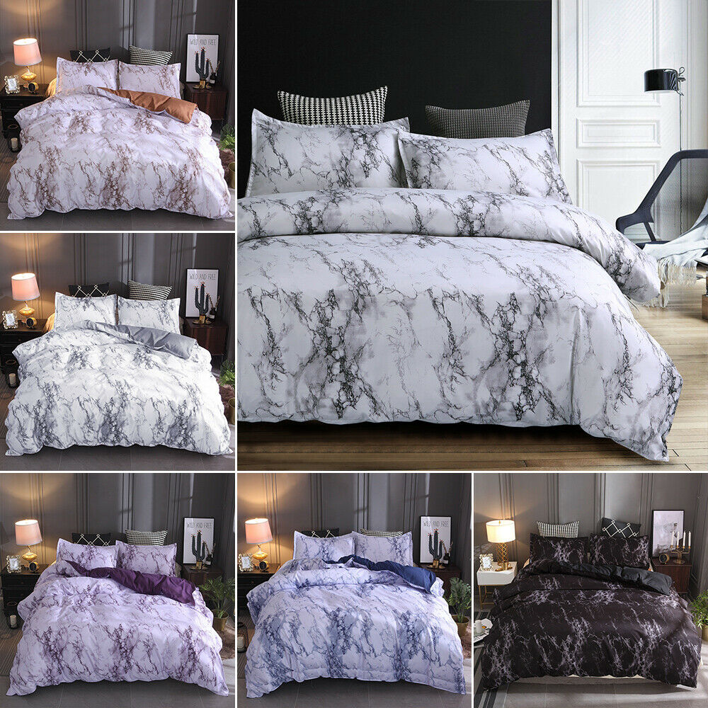 3 Pieces Marble Printed Comforter / Duvet Cover Set Queen King Bedding Quilt Set