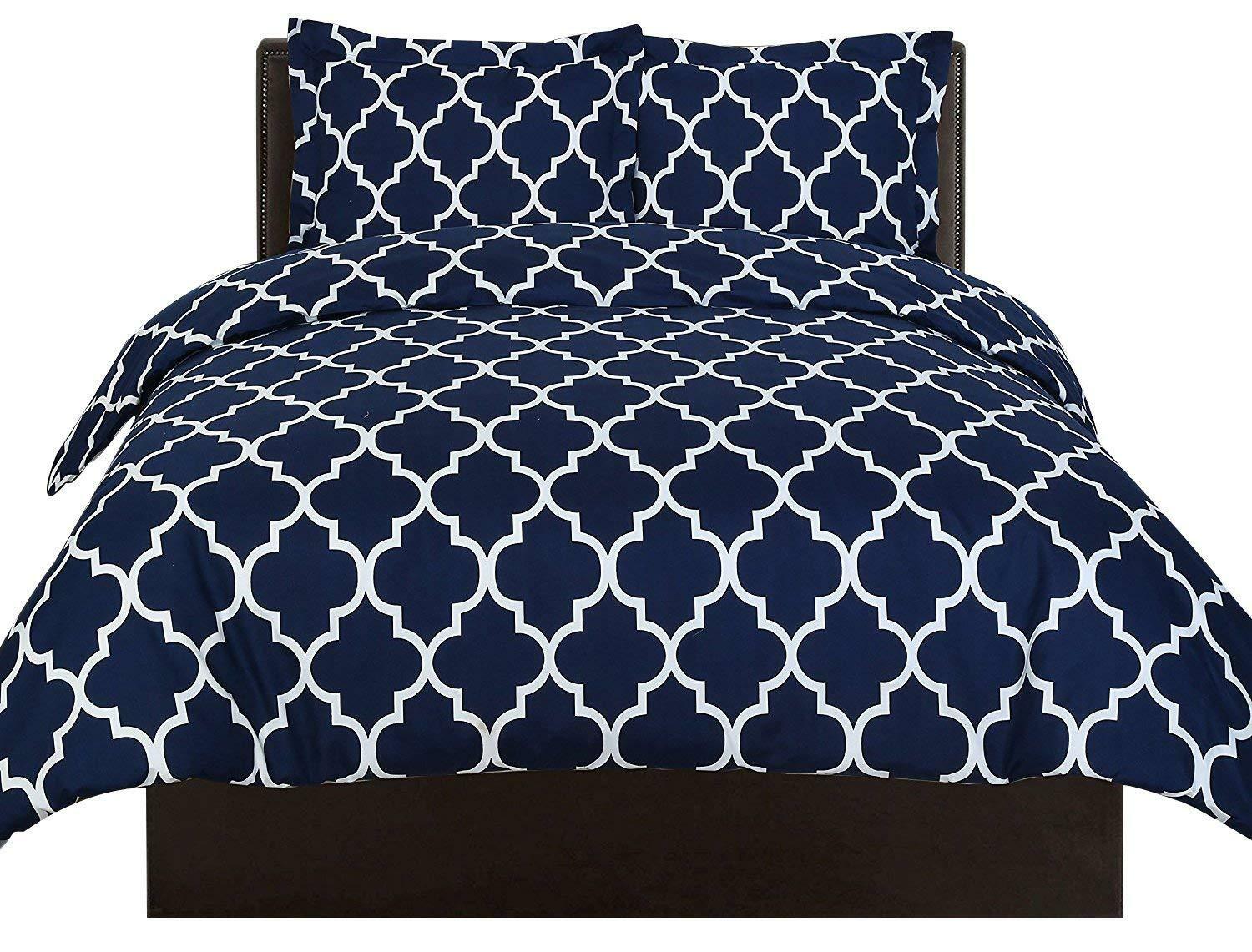 Printed Duvet Cover Set With 2 Pillow Shams Brushed Microfiber Stain Resistant