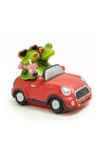 Crystal Castle Frog Couple Mini Car Figurine Green Qm-012
