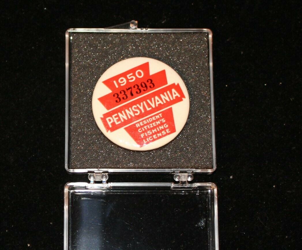 Vintage 1950 Pennsylvania Resident Citizens Fishing License Badge