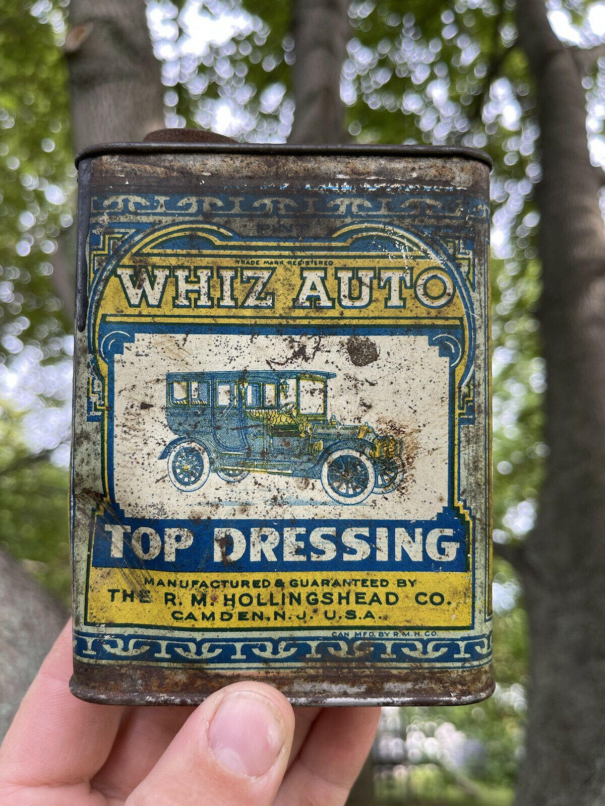 Htf Whiz Auto Top Dressing Oil Can 1920’s R M Hollingshead Camden Nj Packard