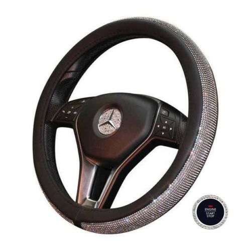 Car Steering Wheel Cover 38cm/15" Shiny Rhinestone Bling Diamond For Girl Lady