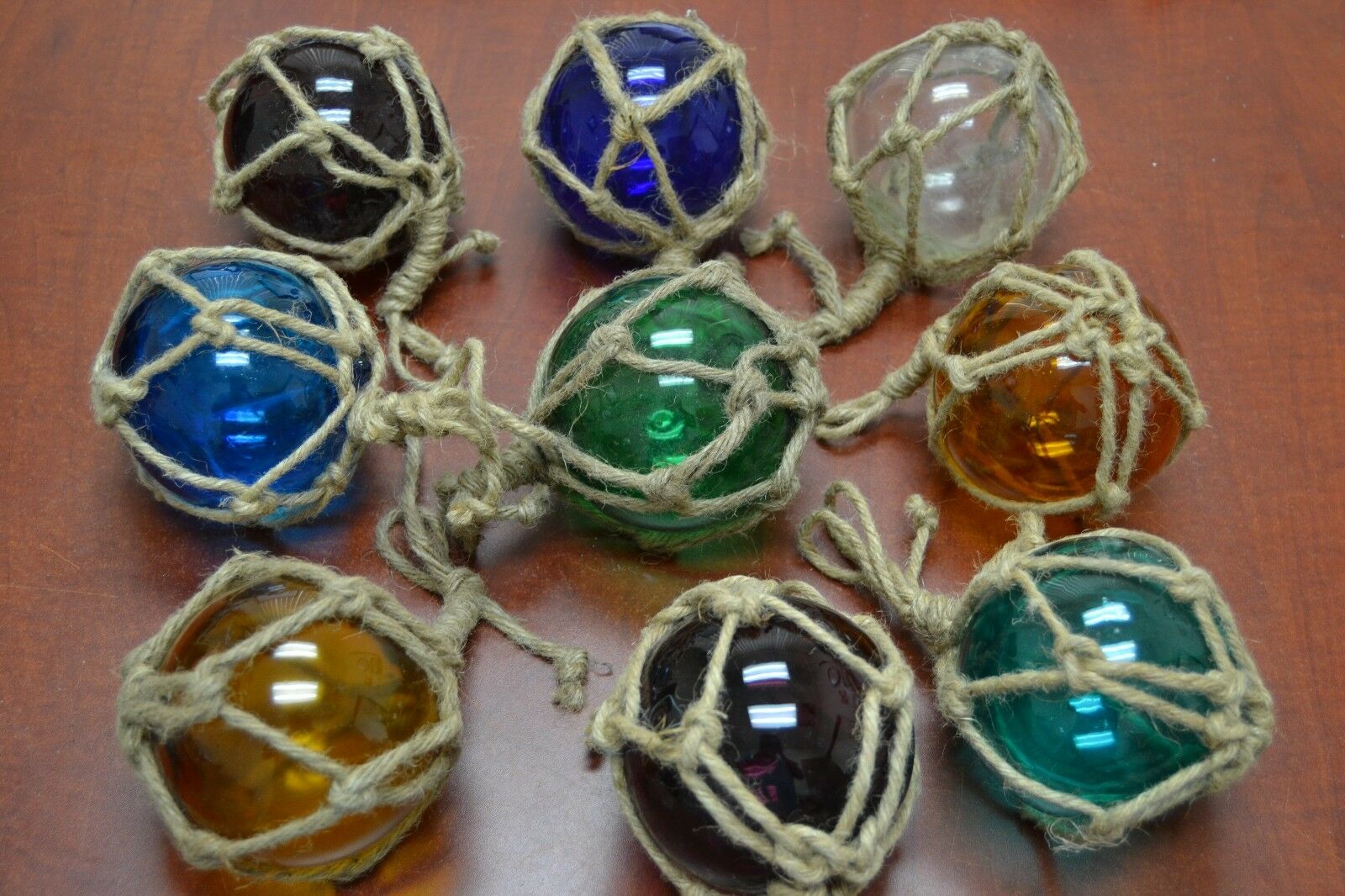 4 Pcs Reproduction Glass Float Ball With Fishing Net 4" **pick Your Colors**