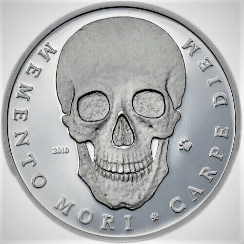 2010 Memento Mori .999 Silver Proof Coin. Palau. Unc. Bullion.