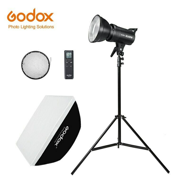 Godox Sl-60w Led Video Light 5600k Continuous Light Kit + Light Stand + Softbox