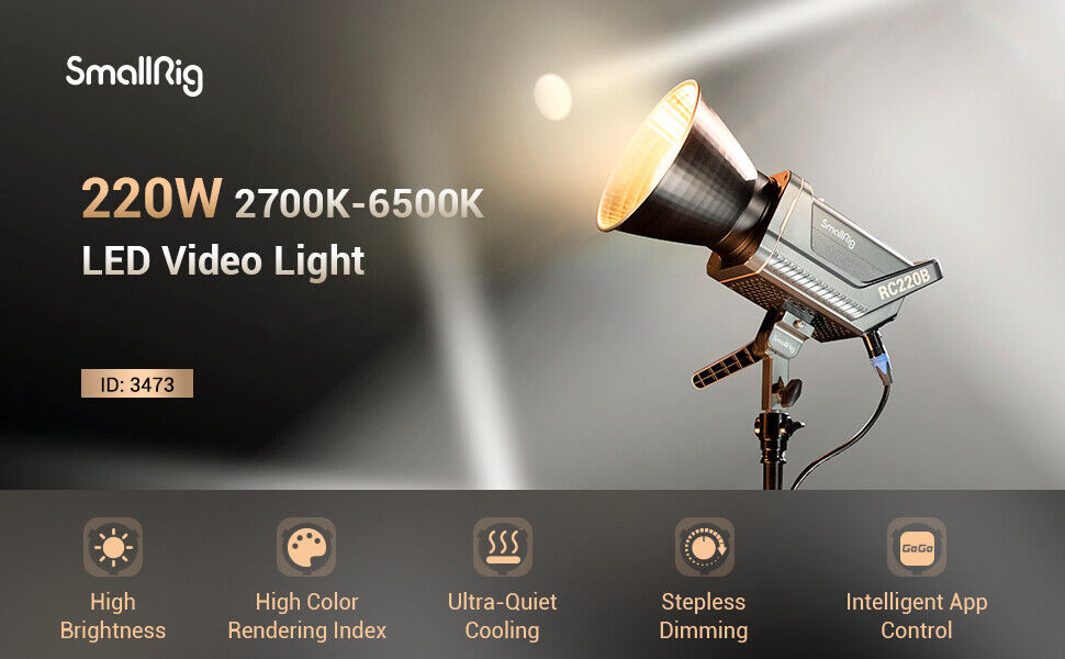 Smallrig Rc 220b Point-source Video Light 2700-6500k (american Standard) -3473