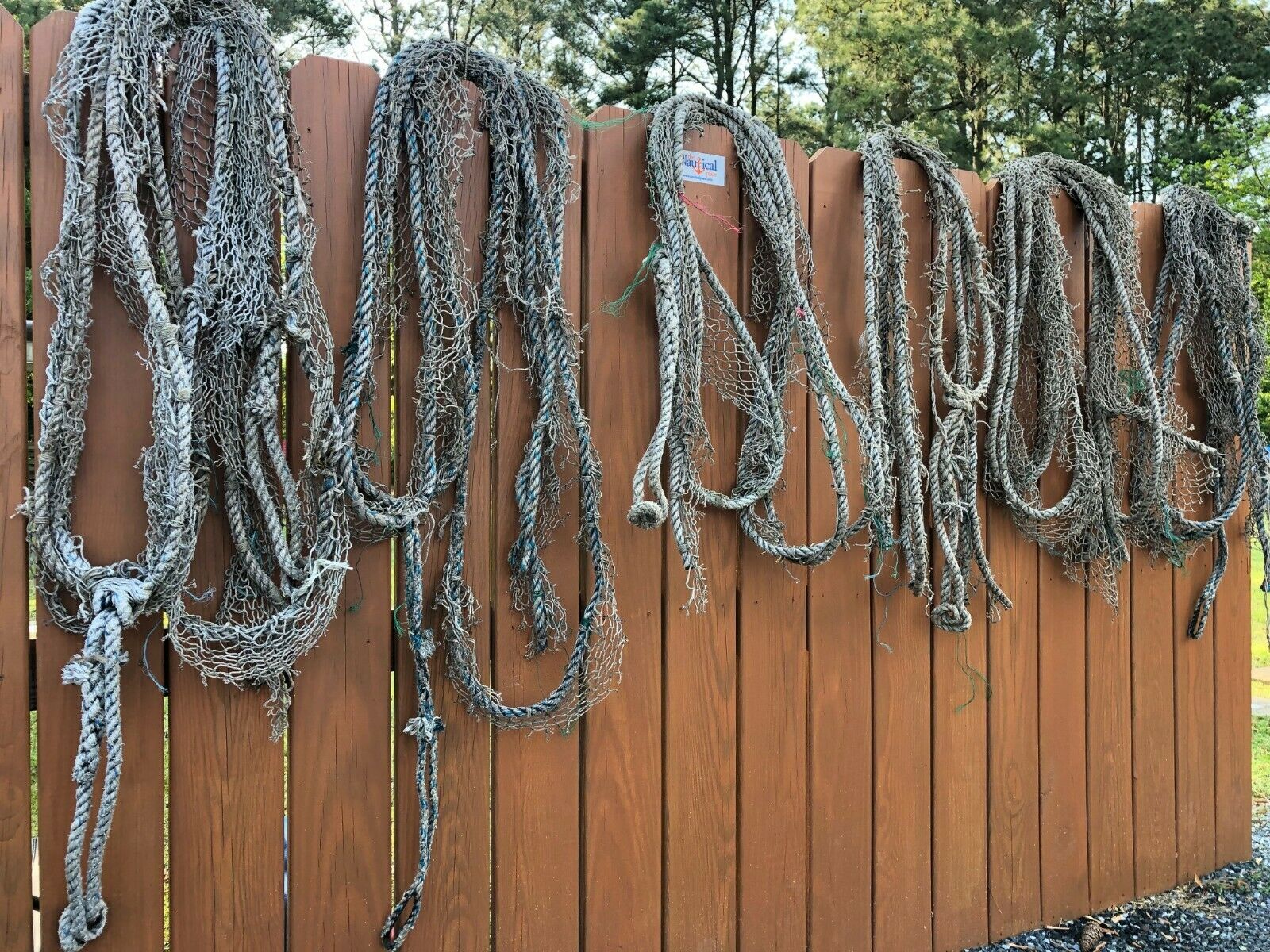 20 Ft Authentic Braided Nylon Fishing Net Rope - Old Used Vintage Nautical Decor