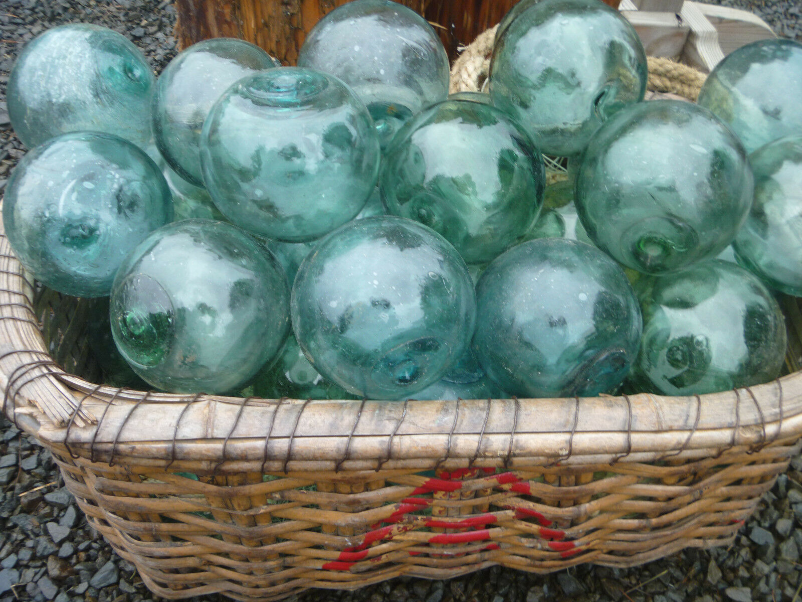 Japanese Glass Fishing Floats 4-4.5" Lot-5 Round Rare Size Buoy Balls Authentic!