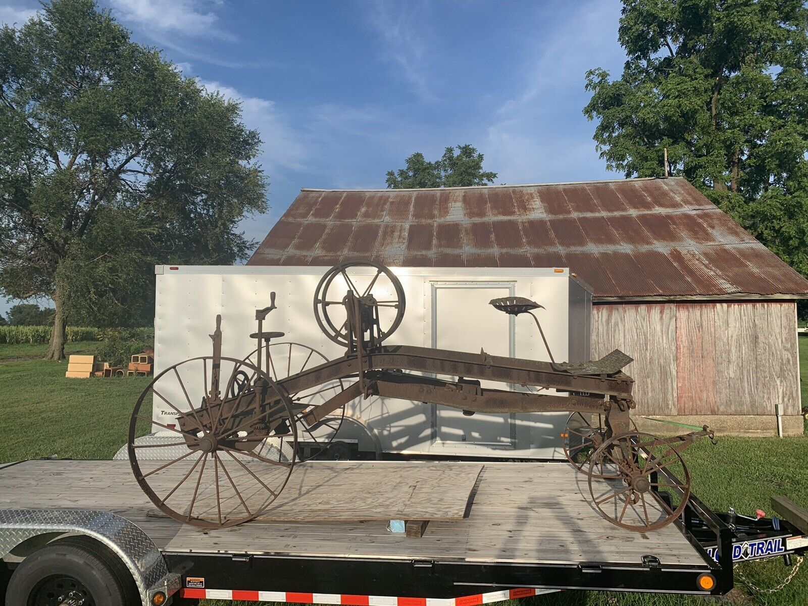 Antique Horse Drawn Road Grader Scraper Yard Art Excavating Western Wheel