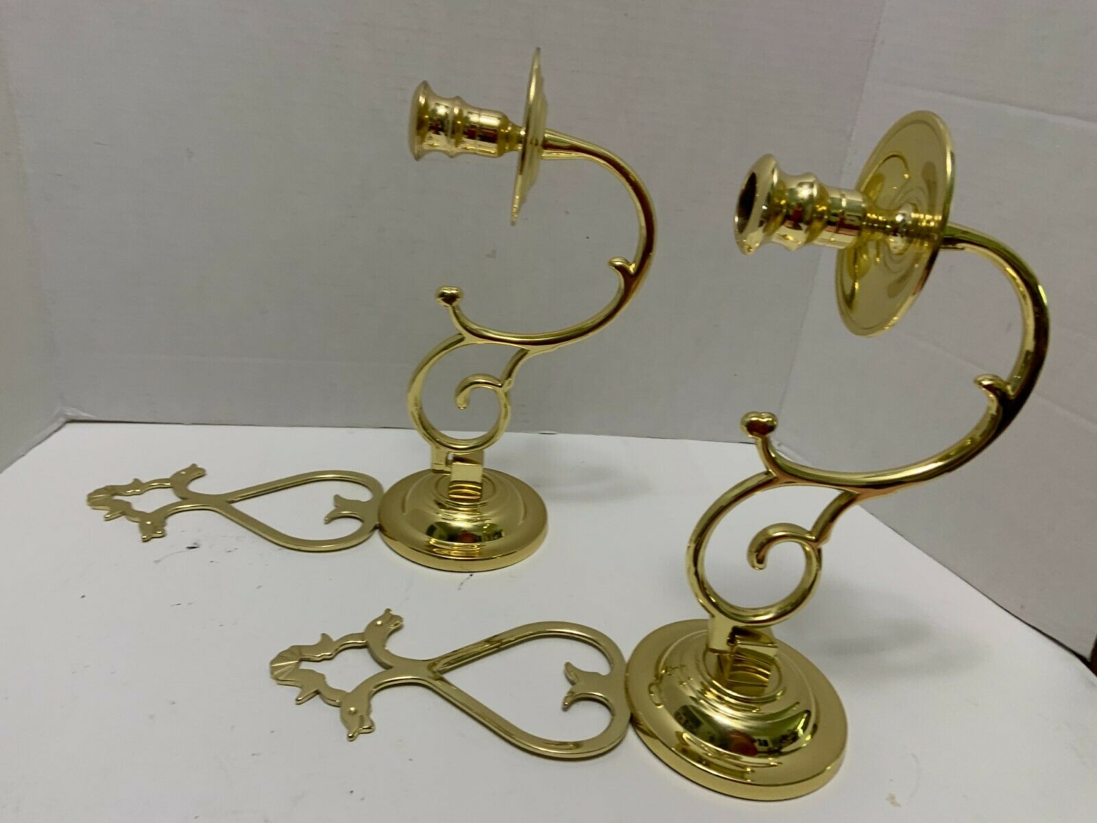 Pr Baldwin Wall Sconces Solid Brass 2pc Candle Holders Williamsburg Duck Head