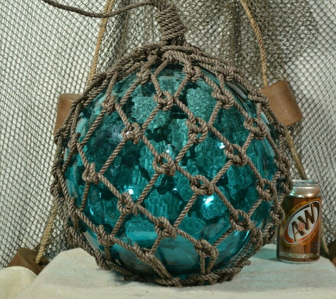 Vintage Glass Fishing Float In  Turquoise