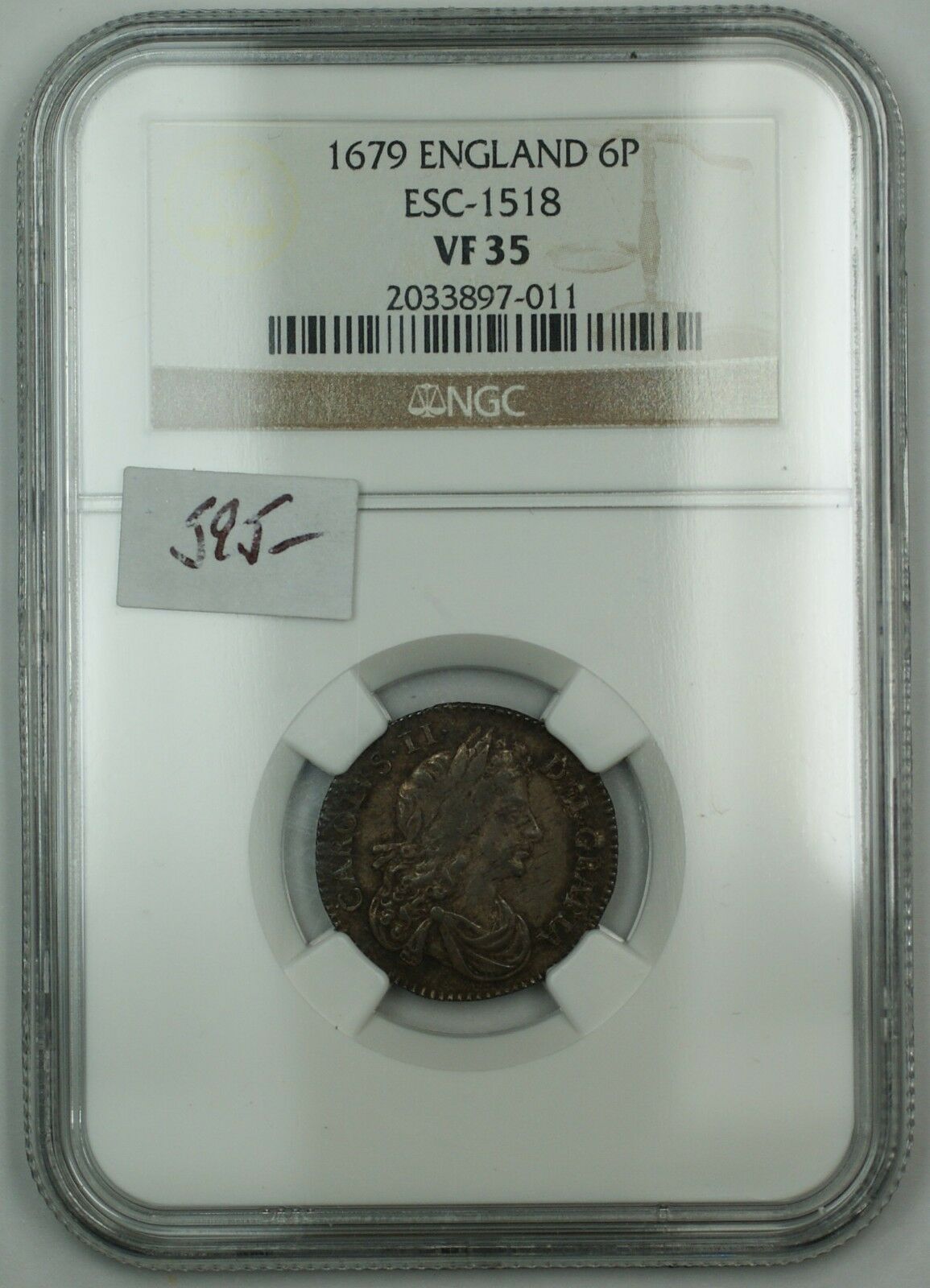 1679 England Sixpence 6p Silver Coin Esc-1518 Ngc Vf-35 Akr