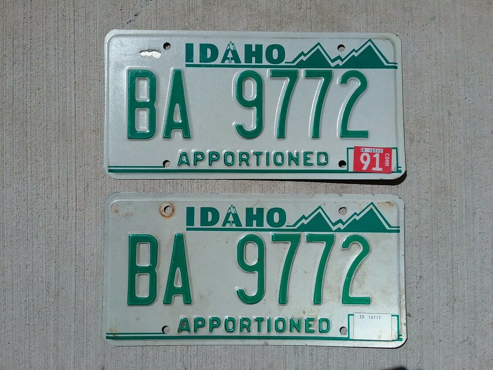 Idaho Apportioned Semi Truck 1991 Pair License Plates Tag Hi Quality Potatoes Id